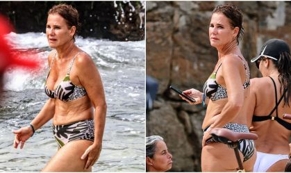 Ex-paquita Andréa Veiga curte sol na praia do Arpoador; veja fotos