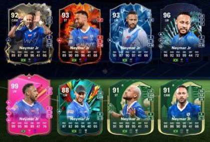 Cartas especiais de Neymar no modo Ultimate Team do EA Sports FC