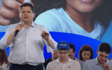 O presidente do Senado, Davi Alcolumbre (União-AP) durante evento no Amapá